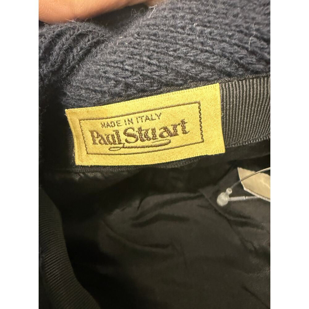 VTG Paul Stuart Newsboy DARK BLUE Cap Hat 100% Wool Made in Italy 7 3/8 winter - Picture 4 of 6